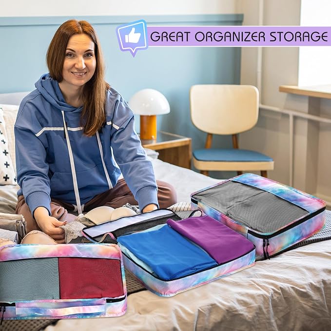 5 Pcs Packing Cubes for Suitcase Large Travel Cubes Carry on Luggage Organizer Bags for Clothes Accessories(S,Watercolor) - Image 7