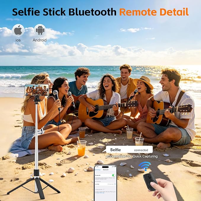 71" Phone Tripod & Selfie Stick with Remote,Extendable Cell Phone Tripod Stand for iPhone Android,5.9FT Tall for Video Recording Vlog Travel - Image 2
