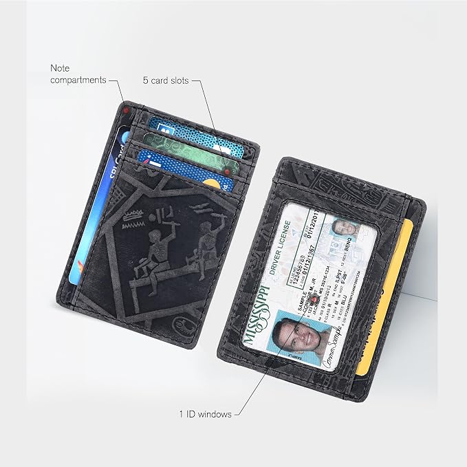 Oak Leathers RFID Blocking Minimalist Wallet - Slim Leather Card Holder - Image 2