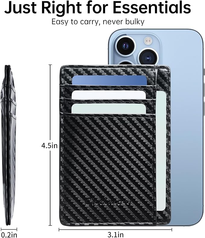 Chelmon Slim Wallet for Men, Minimalist Front Pocket RFID Blocking Credit Card Holder - Image 3
