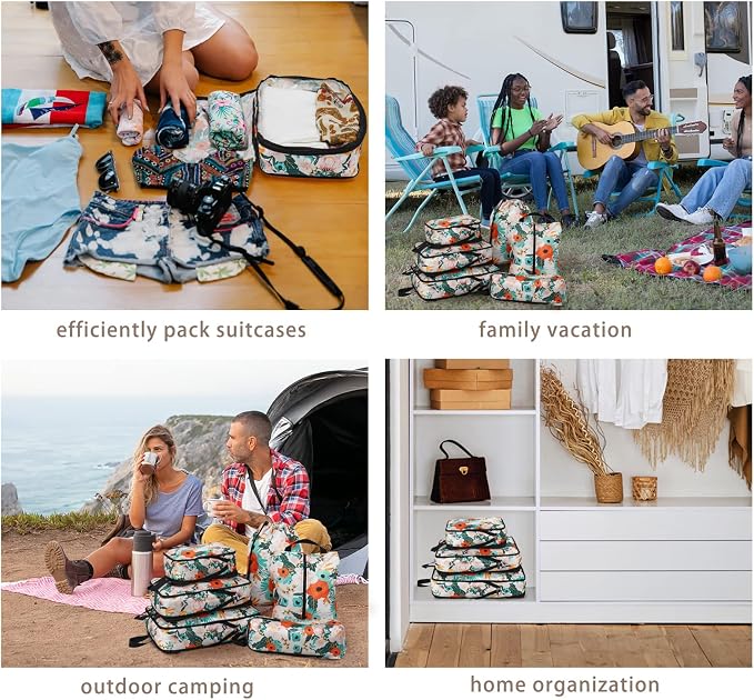 6 Pcs Compression Packing Cubes for Travel, Waterproof Luggage Organizer Washable Storage Bags Set - Packaging Cubes for Backpack Travel and Carry-Ons - Image 7