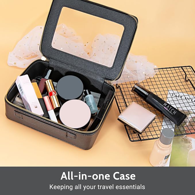 Aveniee Clear Makeup Bag Set (2-Piece Mini & Midi) - Travel Toiletry Organizer for Women, Waterproof Cosmetic Pouch & Car Accessory for Travel Size Toiletries, Black - Image 5