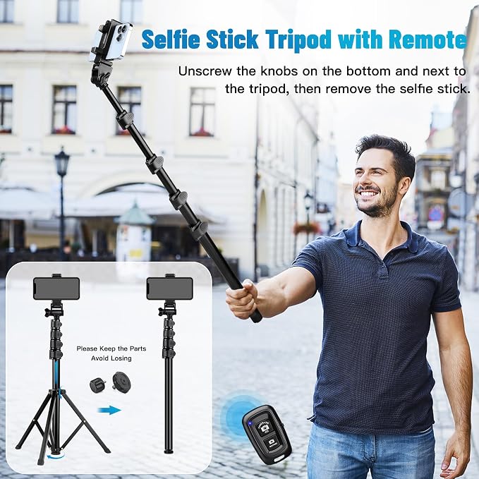 Victiv Phone Tripod, 70" Tripod for iPhone with Remote and Phone Holder | Compatible with Cellphone Camera Gopro, Standing Tripod Stand Perfect for Selfies, Video Recording, Vlogging, Live Streaming - Image 5
