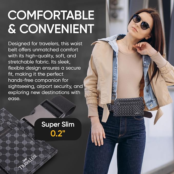 Luxury Travel Wallet – Hidden Money Belt, RFID-Blocking, Anti-Theft Passport Holder for Men & Women (Black Crest) - Image 6