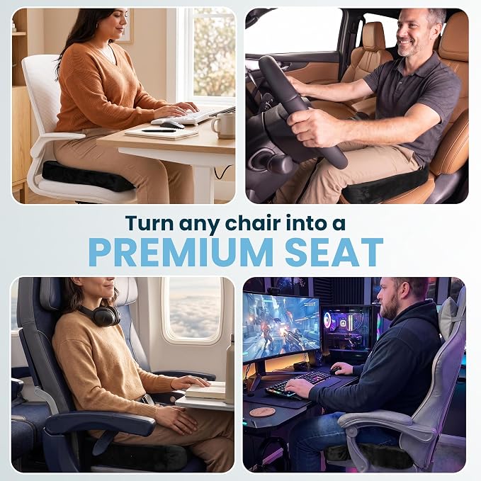 ComfiLife Extra Large Gel & Memory Foam Seat Cushion - Doctor Recommended Office Chair, Car Seat, Lifting Cushion - Back & Sciatica Pain Relief - Wide Seat Cushion for Big & Tall (Black) - Image 8