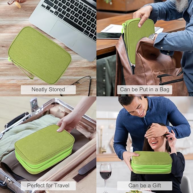FYY Electronic Organizer, Travel Tech Pouch Bag, Large, Green | Wrist Strap, Waterproof, Double Layers Portable Electronics Travel Carrying Case for Cord, Charger, Daily Business Trips Use - Image 7