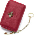 imeetu RFID Credit Card Holder, Small Card Wallet Women, Leather Card Case | Genuine Leather Women's Card & id Cases, Change Coin Purse with Zipper Keychain id Window, 20 Colors & 3 Styles, Daily, Gifts by imeetu