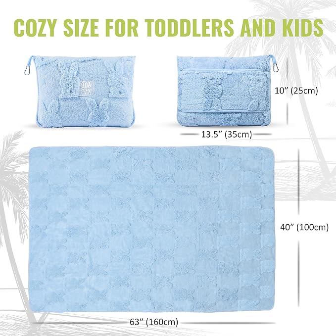 Travel Toddler Blanket for Airplane, Car - Soft Kids Throw Blanket for Daycare - Pillow for Girls, Boys with Backpack Clip, Luggage Sleeve - Image 6