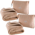 BlueHills Premium Soft Travel Blanket Pillows 2 Pack Airplane Warm - Beige | 2-Pack Travel Blanket Pillows Airplane, Luggage Strap, Carabiner, Flight Throw, Large Traveling Essentials, Warm Travel Gifts by BlueHills