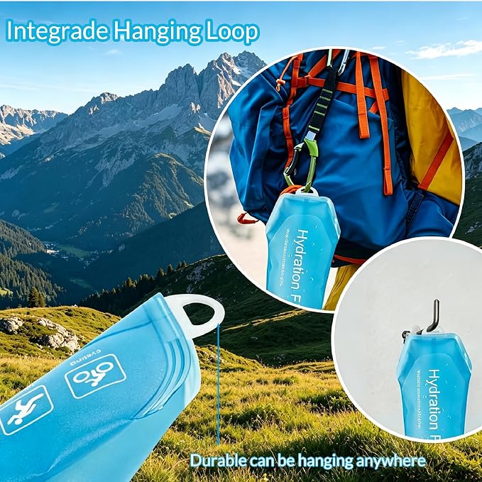AXEN Soft Flask TPU Foldable Running Hydration Flask, Soft Collapsible Water Bottle for Hydration Pack Cycling Marathon Running Hiking - Image 7