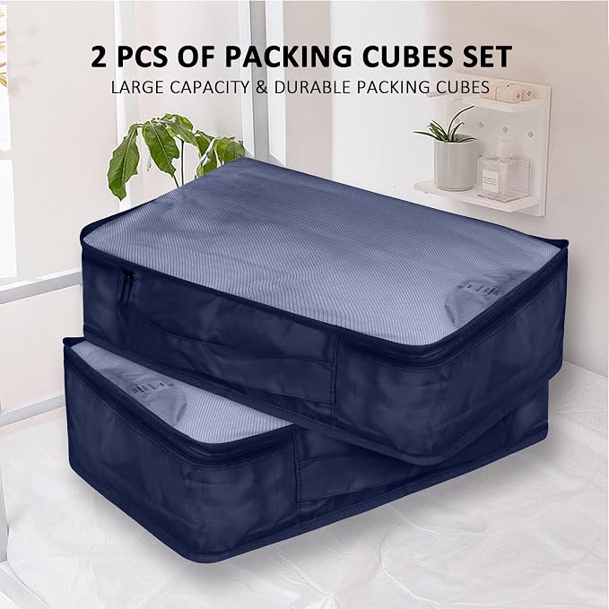 Packing Cubes Set, 2 Pcs Packing Organizers Set for Suitcases (Navy blue) - Image 8