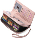 GAEKEAO Leather Credit Card Holder Wallet for Women RFID Blocking Large Capacity Bifold Zipper Card Case Organizer with Wristlet 45 Slots by GAEKEAO