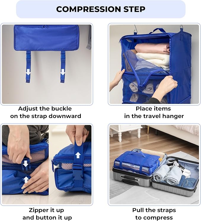 GRANNY SAYS Hanging Packing Cubes for Travel, Hanging Organizer,XXL-Blue | Portable Suitcase Organizer, Travel Packing Organizers, Compression Luggage Bags for Clothes, Carry on Closet Suitcase - Image 8