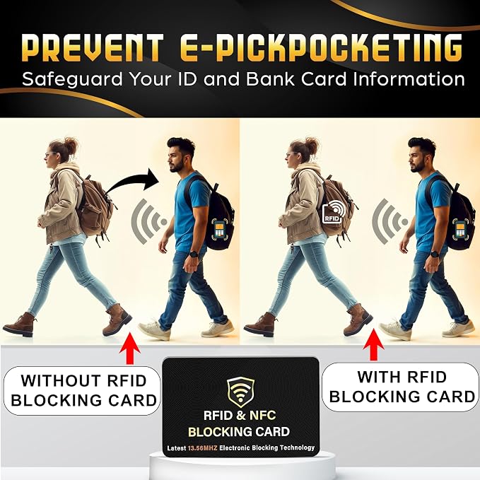 SaiTech IT 5 Pack RFID Blocking Card for Credit Debit ID Card, Black | Slim Anti-Theft Contactless NFC RFID Blocker Protector, Easily Fit into Wallet and Purse, for Men & Women - Image 3