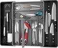 Simple Houseware Expandable Kitchen Drawer Flatware Organizer, Black/Gray | Expandable & Adjustable Cutlery Drawer Organizer - Large Utensil and Flatware Tray for Kitchen Drawers by SimpleHouseware