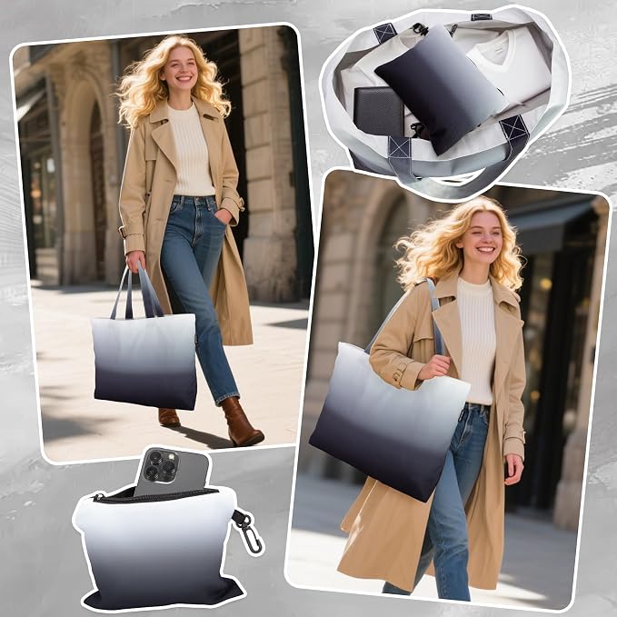 HOLYLUCK Tote Bag with a Detachable Small Bag, Foldable Reusable Grocery Bags 20L Shopping Bag - Image 8