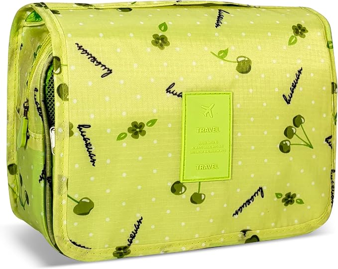 Portable Hanging Toiletry Bag for Travel,Small Multifunctional Makeup Cosmetic Bag for Women,Waterproof Travel Toiletries Organizer,Shower Bathroom Pouch with Hook for Gym,Camping - Green Cherry by Unknown