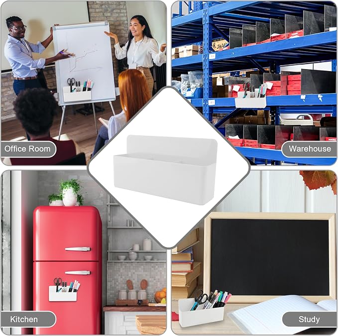 KITANIS Magnetic Pen Holder,3 Compartments Magnetic Dry Erase Marker Holder,Extra Strong Magnet Storage Marker Pen Pencil Organizer for Refrigerator,Whiteboard,Locker Accessories(Long Style) - Image 7