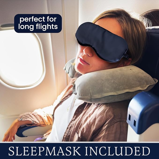 3 Piece Travel Blanket Set with Eye Mask & Cable Organizer , Ultra Soft Flannel Airplane Blanket with Carry Bag , Lightweight, Warm & Compact for Travel, Car, Sofa & Bed , Ideal for Adults & Kids - Image 6