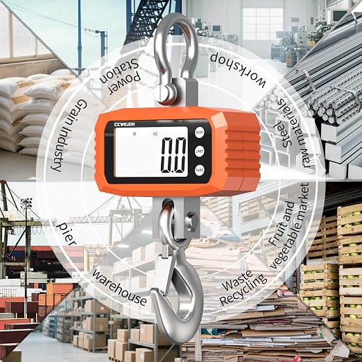 1000kg Digital Crane Scale & Hanging Scale - Aluminium House Stainless Steel Handle| Multi-Use for Gym, Hunting, Travel (Luggage), Farming, Fishing | High-Precision LCD Display, Orange - Image 4