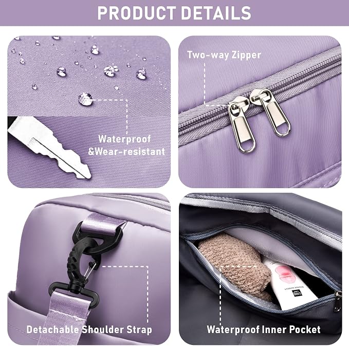 NPBAG Women Travel Duffel, Multi Functional Large Expandable Weekender Carry-on Tote, Gym Workout Overnight Bag, Mommy Hospital Bag for Labor and Delivery - Image 5