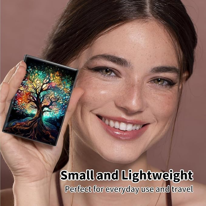 Metal Wallet,Credit Card Holder for Women Men,RFID Blocking Card Holder Wallet Mini Slim Aluminum Wallet ID Case Hard Card Case Business Card Holder Case,Colorful Tree - Image 7
