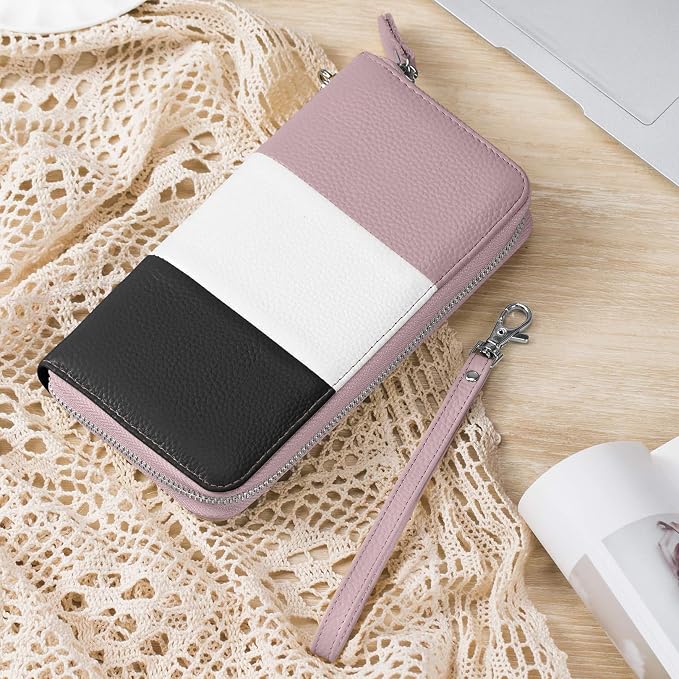 Moflycom Womens Wallet RFID Blocking Genuine Leather Multi Credit Card Large Capacity Zip Around Clutch Travel Purse Wristlet - Image 4