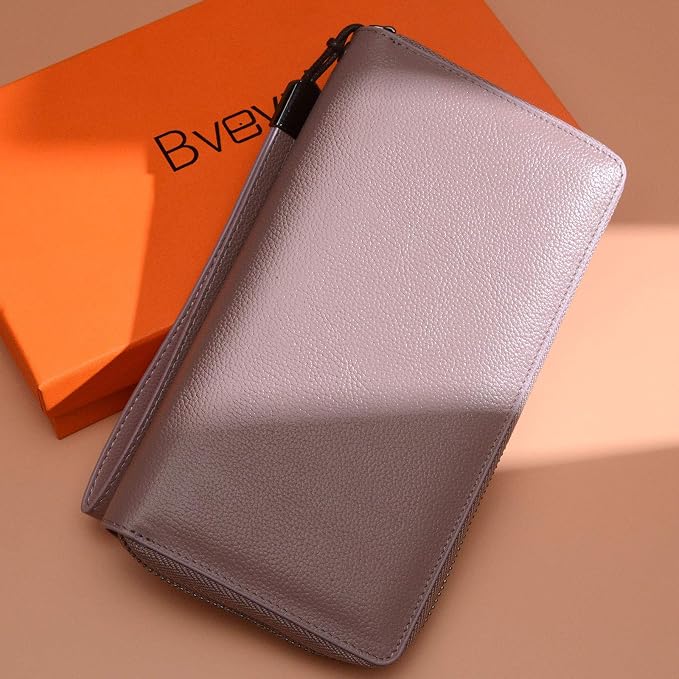 Bveyzi Women RFID Blocking Wallet Leather Zip Around Phone Clutch Large Capacity Ladies Travel Purse Wristlet - Image 7