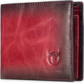 BULLCAPTAIN RFID Wallets for Men,Genuine Leather Wallet QB-05（Crimson ） | Slim,Bifold,Front Pocket Wallet, 2 ID Windows,11 Card Slots,RFID Blocking TechnologyGift Choice by Bullcaptain