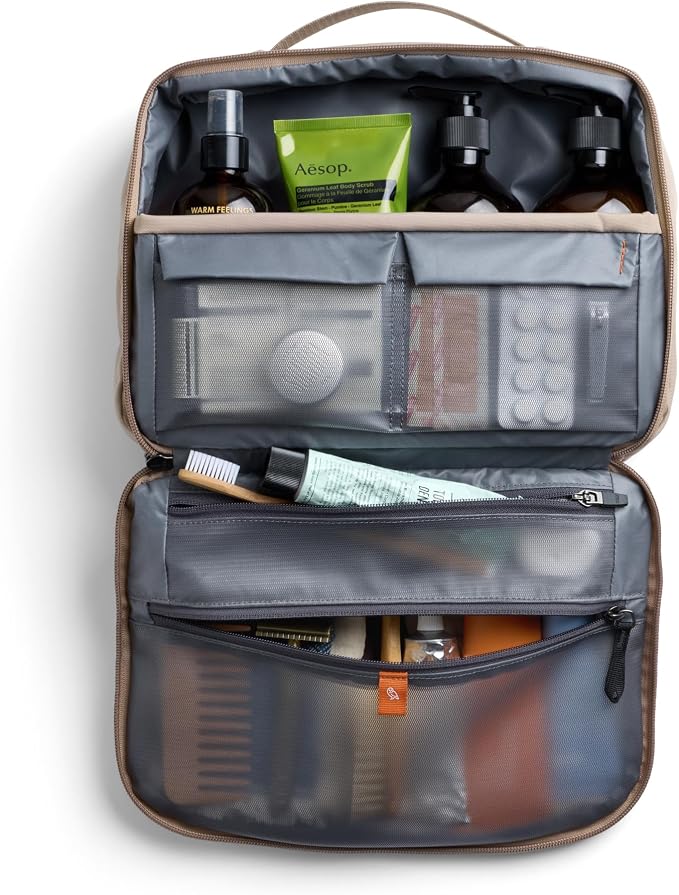 Bellroy Hanging Toiletry Kit Plus 8L, Travel Toiletry Bag - Stone | 8L travel hanging toiletry bag for your toiletries and essentials - Image 4