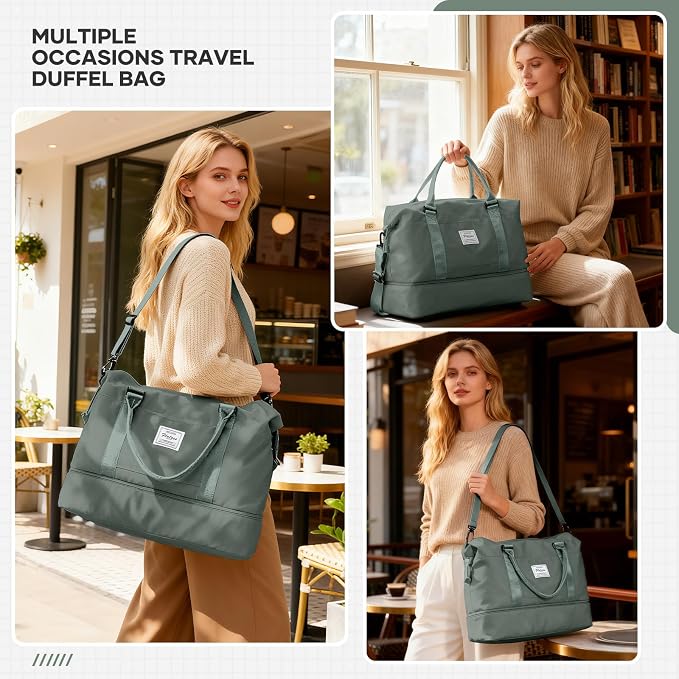 Travel Duffel Bag, Sports Tote Gym Bag, Shoulder Weekender Overnight Bag for Women - Image 3