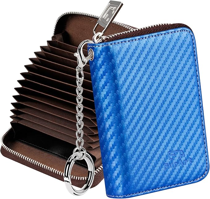 FurArt Zipper Wallet Women RFID Credit Card Holder keychain Wallet | ID Window RFID Blocking Compact Small business 15/16 slots by FurArt