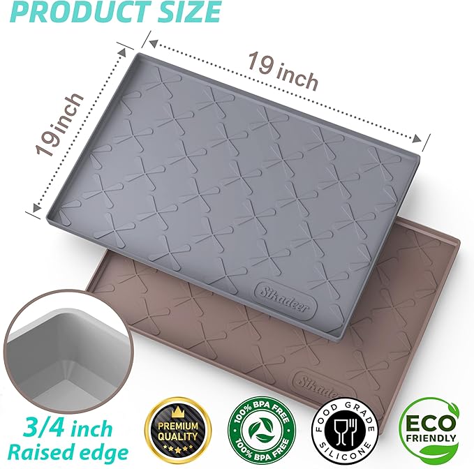 Waterproof Under Sink Mat 19" x 19" Silicone Mat Cabinet Protector | Heavy Duty Kitchen Cabinet Liner, Easy Press Drain, Home Essentials for Pet Feeding, Boots, Bathroom, Organizers & Storage - Image 3