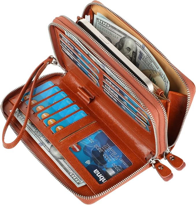 Small Compact Women Wallet RFID Blocking Genuine Leather Bifold Purse with ID Windows - Image 2
