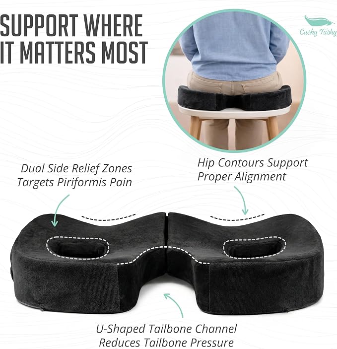 Premium Foldable Piriformis Seat Cushion - Piriformis Pain and Sciatic Pain Relief Cushion - for Home & Office Use, Perfect for Travel or Driving - Image 5