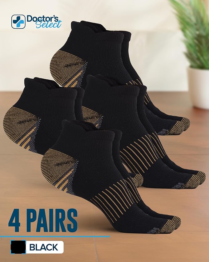 Doctor's Select Copper Ankle Compression Socks for Women and Men - 4 Pairs | Athletic Running Plantar Fasciitis Socks - Image 6