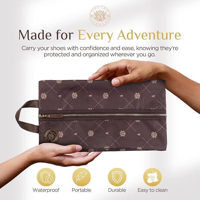 Shoe Bags for Travel - Footwear Organizer for Suitcases, Gym, Work Trips | Signature Edition (Brown Premium) - Image 7
