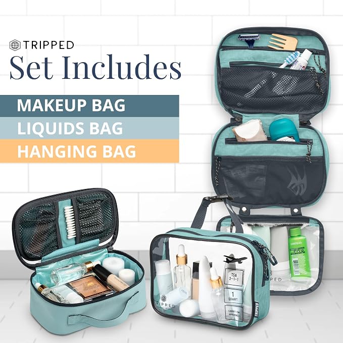 TRIPPED Travel Gear 3-Piece Travel Toiletry Bag Set | Includes Hanging Toiletry Bag, 311 TSA Liquid Bag, and Accessory Organizer Pouch with Lightweight Ripstop Construction - Image 7