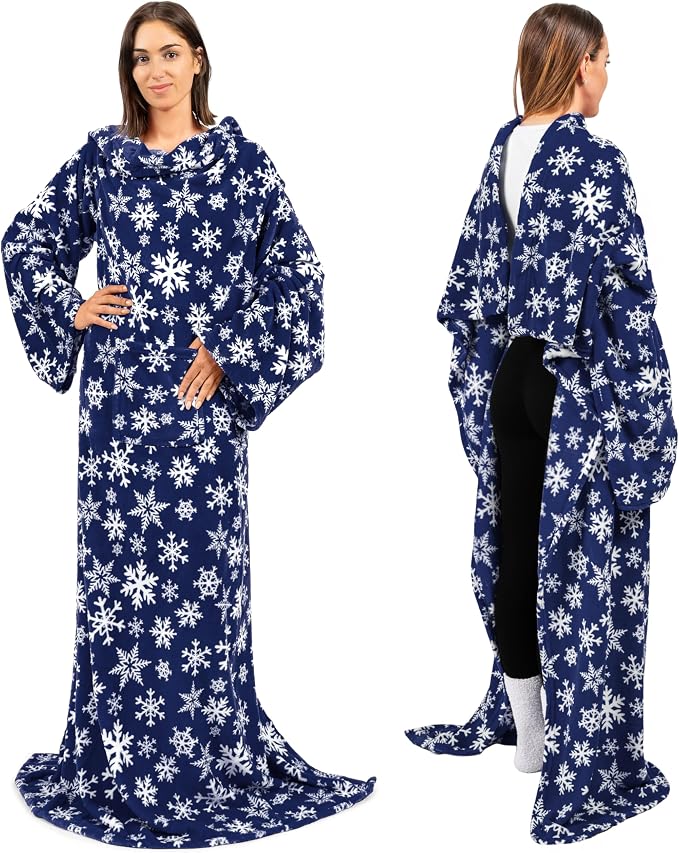 PAVILIA Wearable Blanket with Sleeves for Adult Women Men, Cozy Fleece Warm Wrap Throw with Arms, Gifts for Christmas, Wife - Image 3