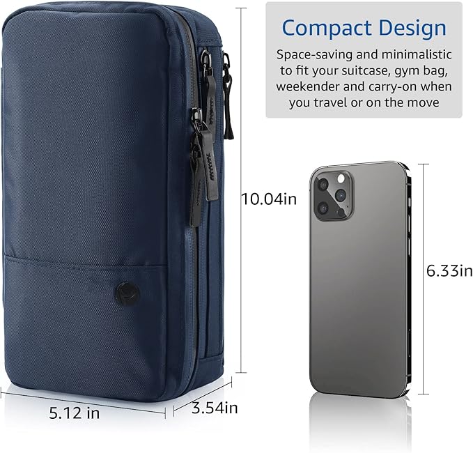 Purevave Compact Mens Toiletry Travel Bag Hanging, Mens Dopp Kit for Travel Waterproof, Wash Pouch Blue | Minimalist compact design with multiple pockets, saves space in luggage and bathrooms - Image 4
