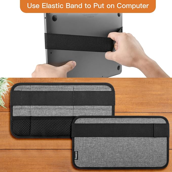 Portable Tech Organizer Attachable to Laptop for Electronics, Cables, Mouse, Power Bank, USB Adapter, Charger, Cellphone - Gray - Image 4