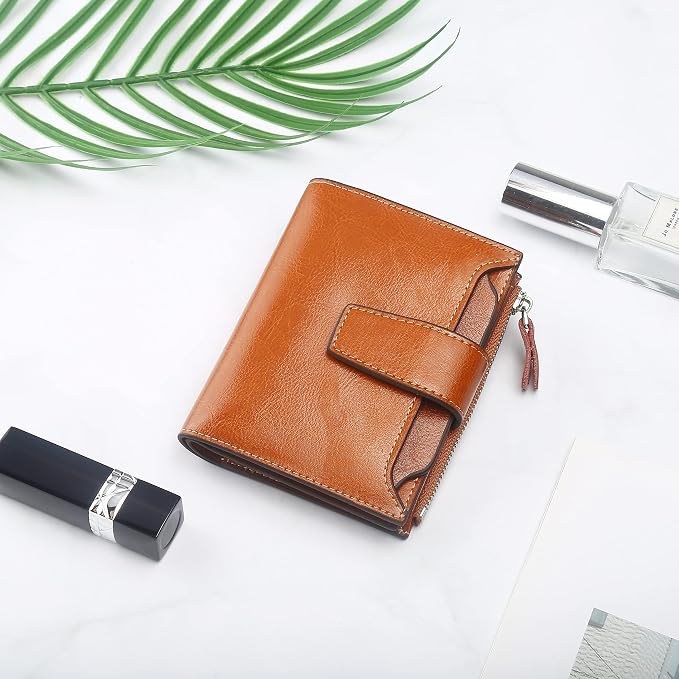 Small Compact Women Wallet RFID Blocking Genuine Leather Bifold Purse with ID Windows - Image 6