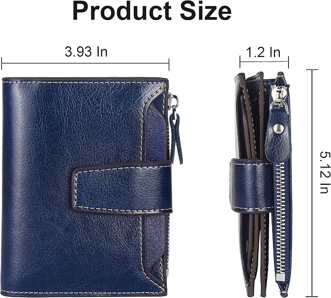 Small Compact Women Wallet RFID Blocking Genuine Leather Bifold Purse with ID Windows - Image 5