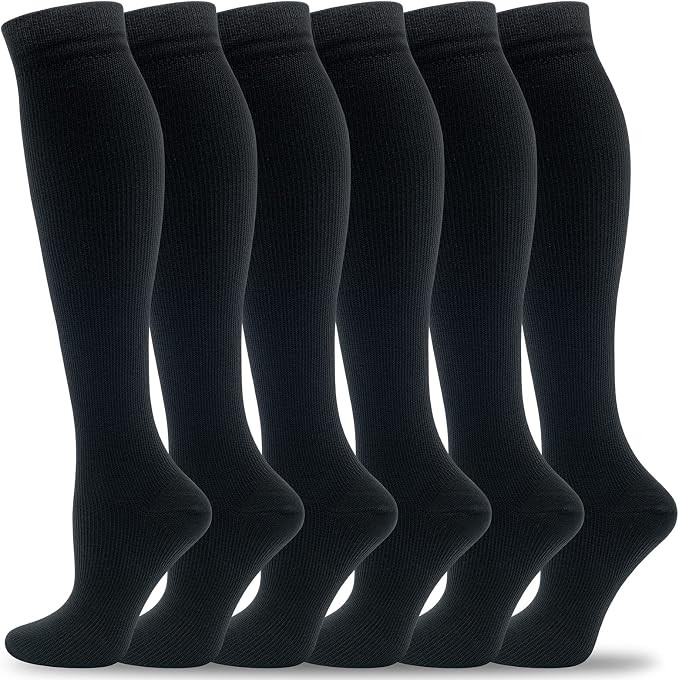 fenglaoda Compression Socks Women Men 6 Pairs, Knee High Best Support Circulation Socks for Running, Travel, Flight, Nurse by fenglaoda
