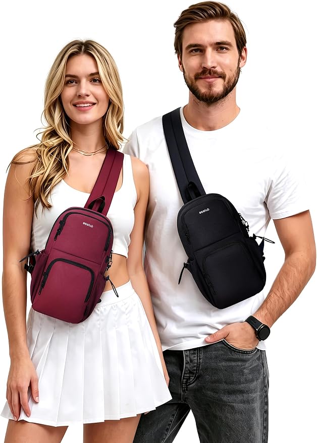 ECOHUB Crossbody Bags for Women Men, Anti-Theft RFID Blocking Sling Backpack Water Resistant Chest Shoulder Daypack, Black - Image 2