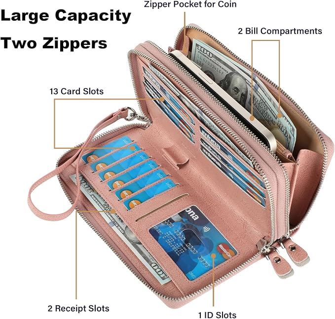 Small Compact Women Wallet RFID Blocking Genuine Leather Bifold Purse with ID Windows - Image 4