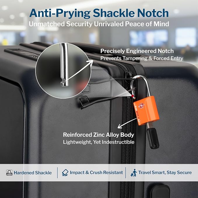 Forge Small TSA Approved Luggage Locks: Ultra Secure Dimple Key Travel Locks Alloy Body. for Luggage, Travel Cases, Backpacks, Orange 4 Pack. - Image 5