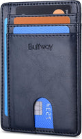 Buffway Slim Minimalist Front Pocket RFID Blocking Leather Wallets for Men and Women - Alaska Blue by Buffway