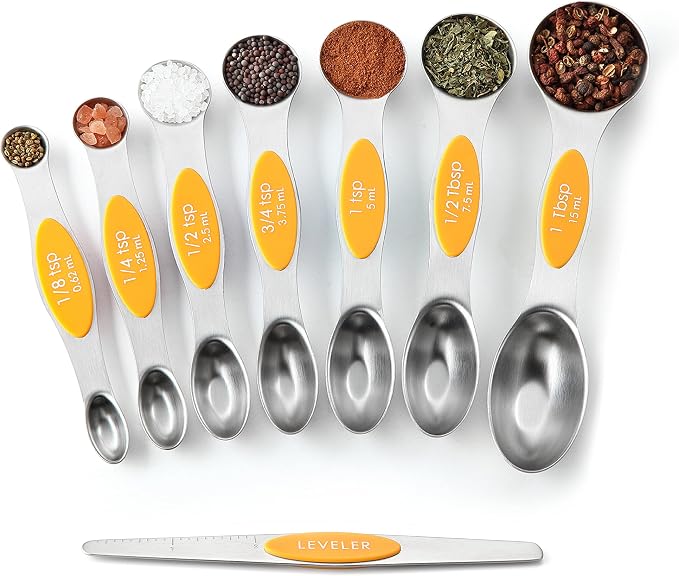 Spring Chef Stainless Steel Magnetic Measuring Spoons Set of 8, Mango | Nesting Teaspoon & Tablespoon Measuring Spoons w/ Leveler for Dry & Liquid Ingredients, Measure Spoons For Baking & Cooking - Image 9
