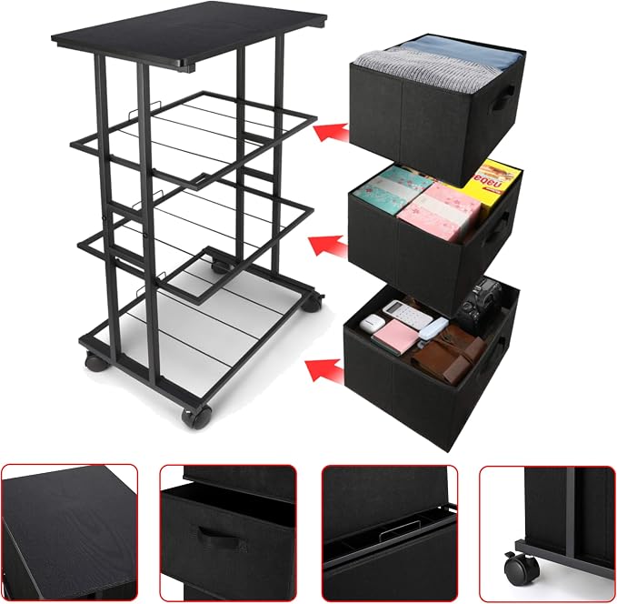 MAX Houser Dresser Storage with 3 Drawers, Fabric Dresser Tower, Vertical Storage Unit for Bedroom, Closet, Office, Black - Image 7